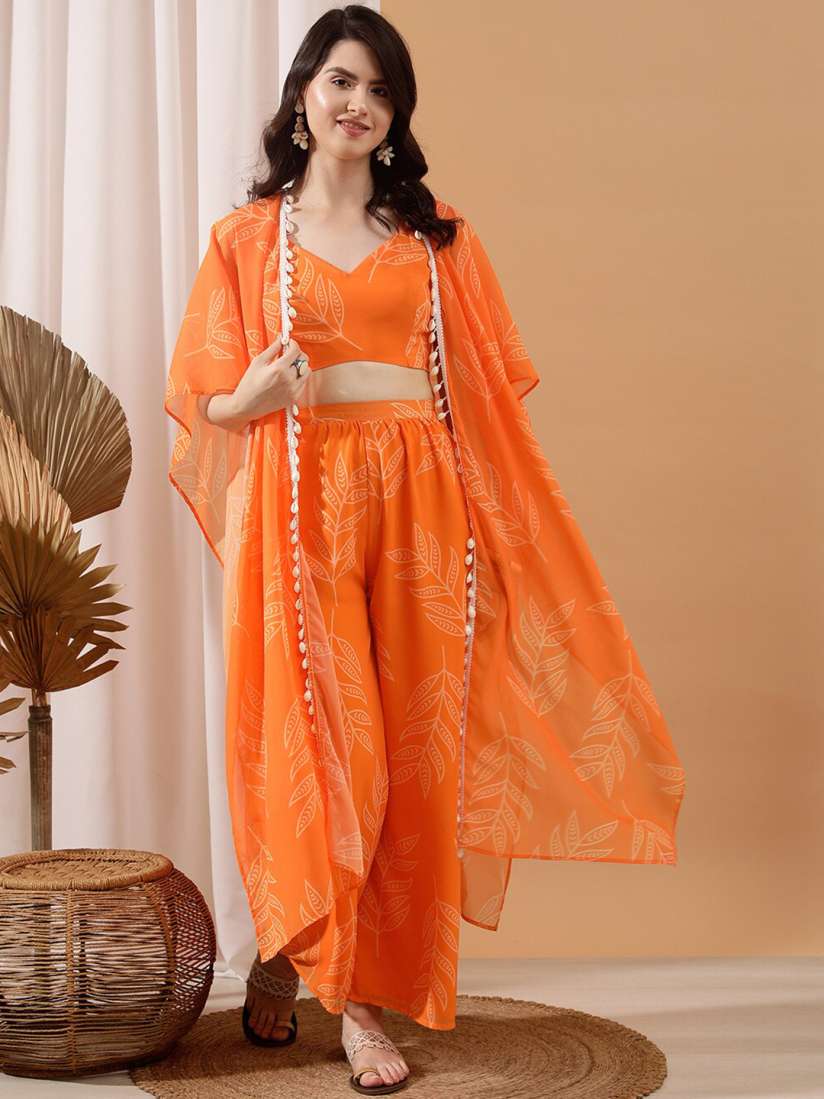 Buy indo street Floral Printed Crop Top With Shrug Palazzo Co Ord Set Co Ords for Women 24426662 Myntra