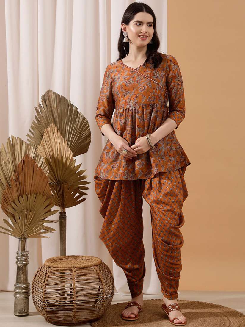 Buy indo street Floral Printed Regular Kurti With Dhoti Pants Kurta Sets for Women 24426700 Myntra