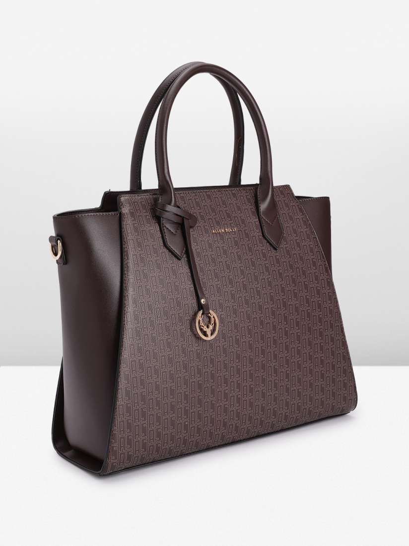 Buy Allen Solly Brand Logo Print PU Structured Handheld Bag with Brand Logo Tasselled Detail Handbags for Women 24428556 Myntra