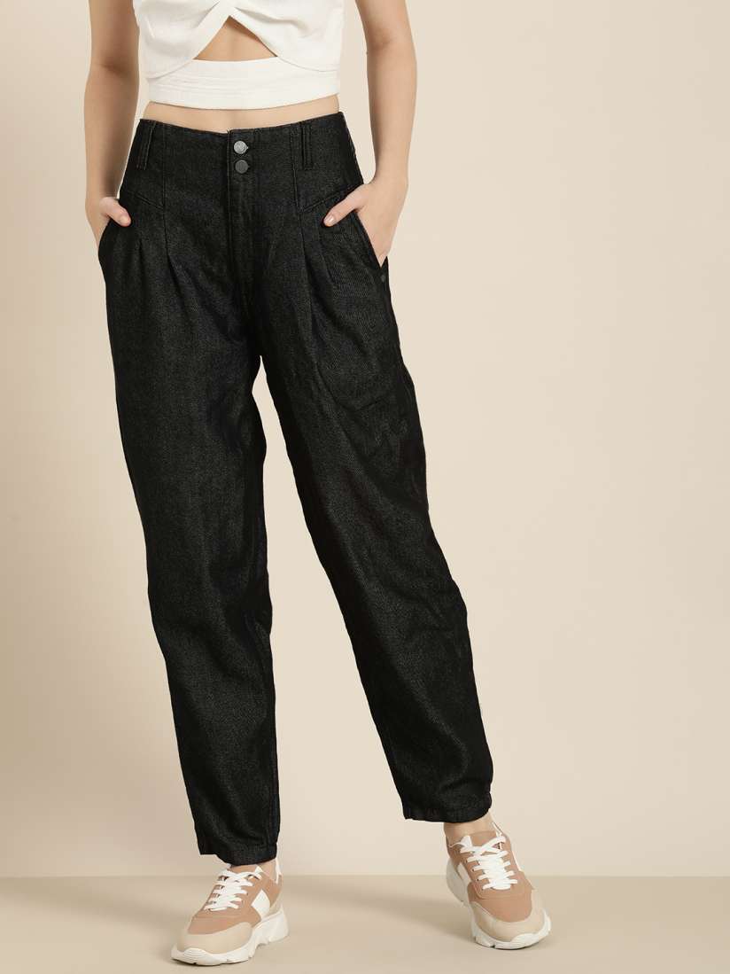 Myntra high waist jeans clearance