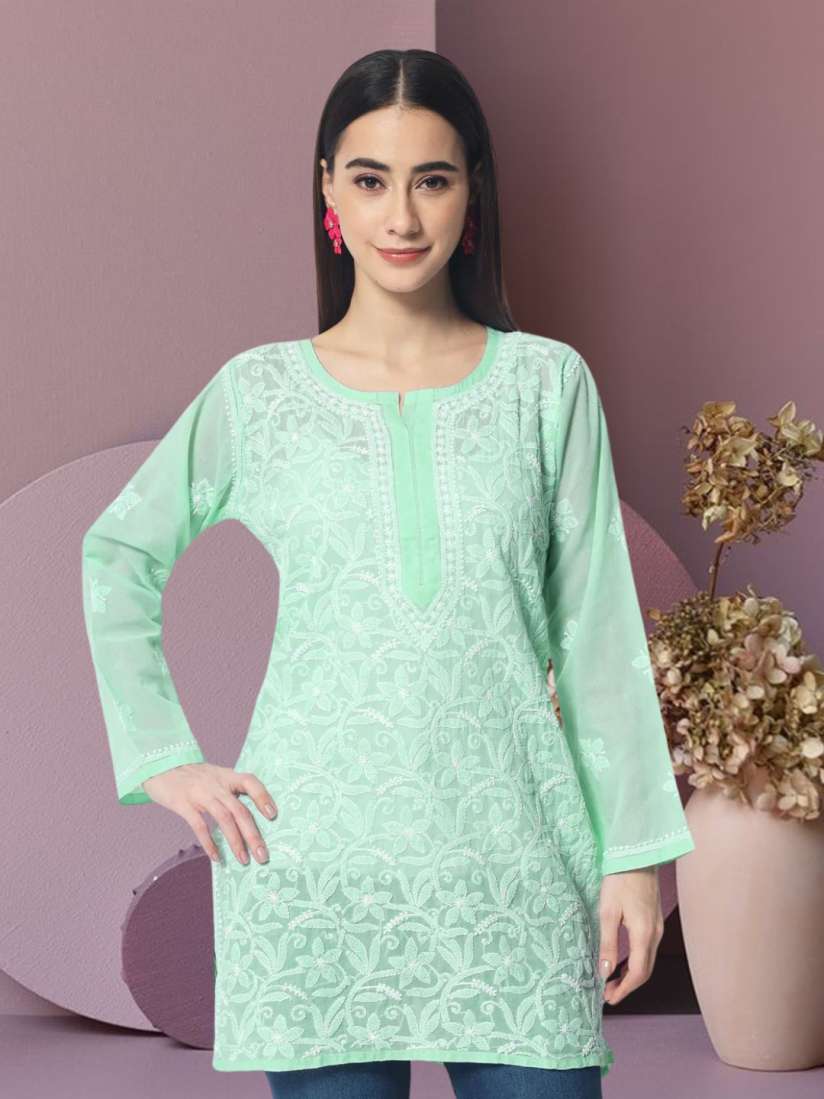 Chikan embroidery kurtis store