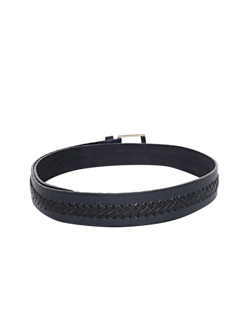 Navy Blue Black Belt With Two Circles Leather Belts Reversible