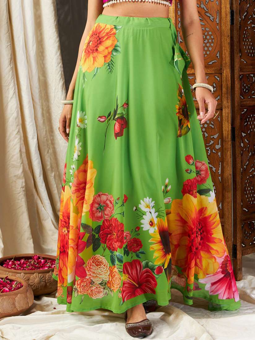 Buy Shae by SASSAFRAS Floral Printed Flared Maxi Skirt Skirts for Women 24446118 Myntra