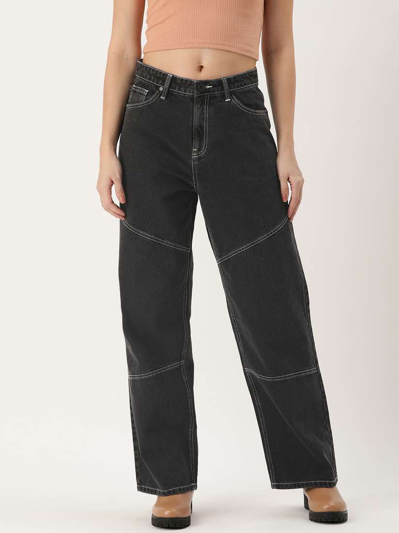 Buy Bene Kleed Women High-Rise Relaxed Fit Jeans with Contrast