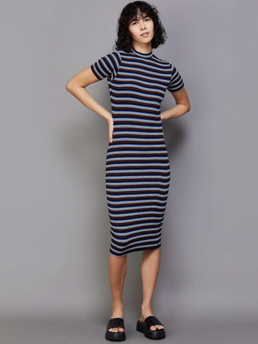 Buy Ginger by Lifestyle Striped Round Neck T shirt Dress Dresses for Women 24452618 Myntra