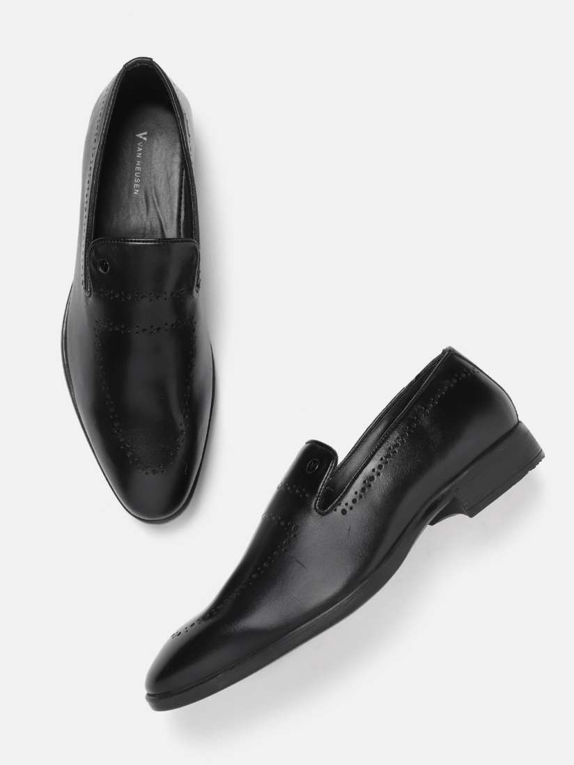 Buy Van Heusen Men Leather Perforated Formal Slip Ons Formal Shoes for Men 24453012 Myntra