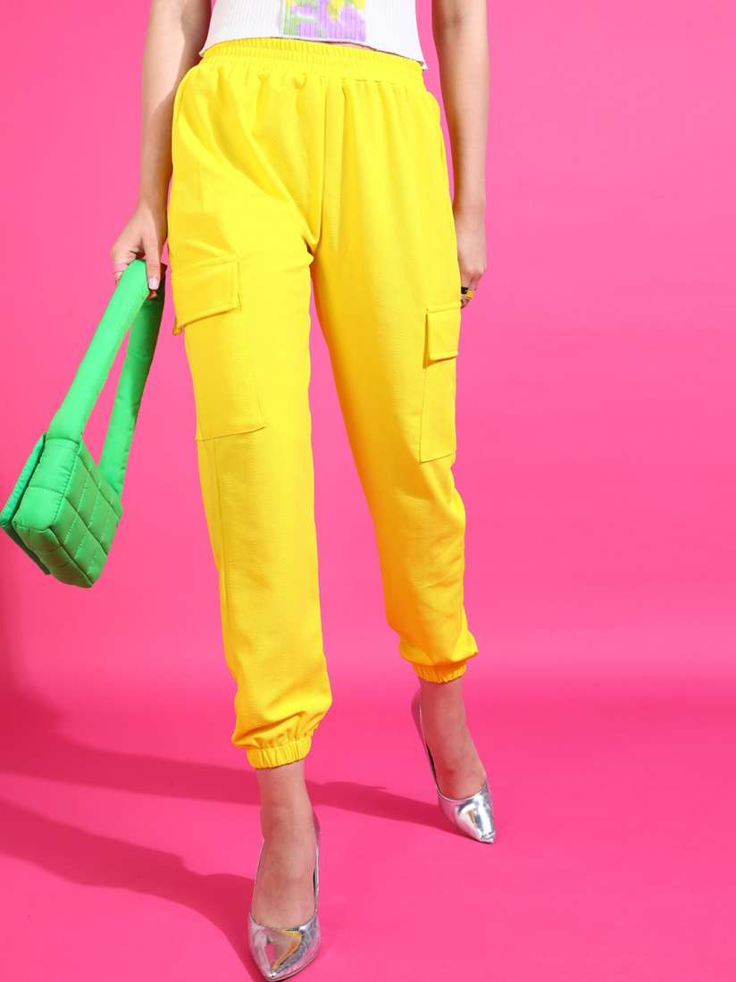 Buy Popwings Women Smart Loose Fit High Rise Easy Wash Joggers Trousers for Women 24453612 Myntra