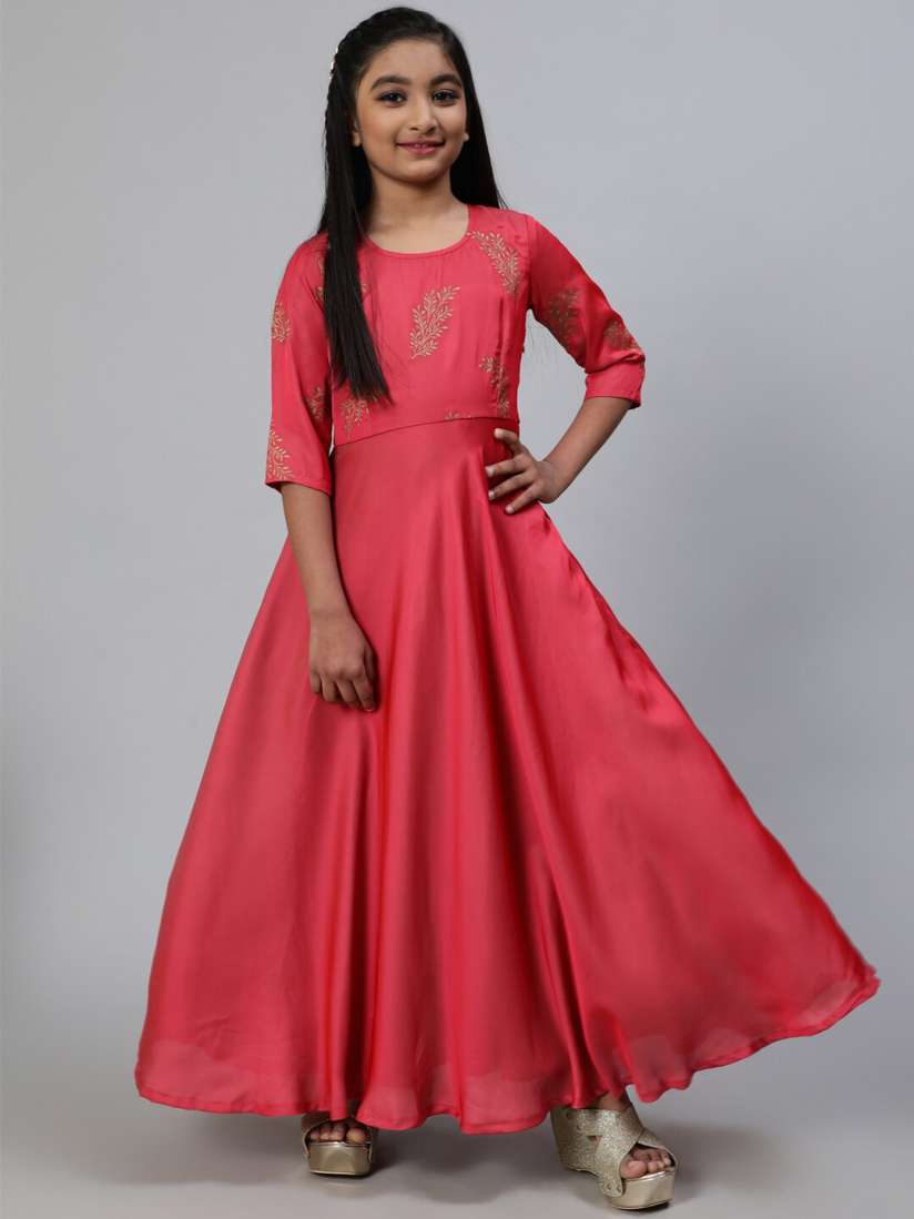 Buy Aks Kids Girls Floral Printed Silk Maxi Dress Dresses for Girls 24462074 Myntra