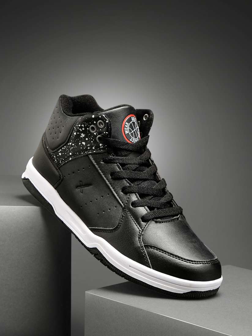 Mid Top Hrx Men Black Sneakers Hrx Leather Shoes Outlet