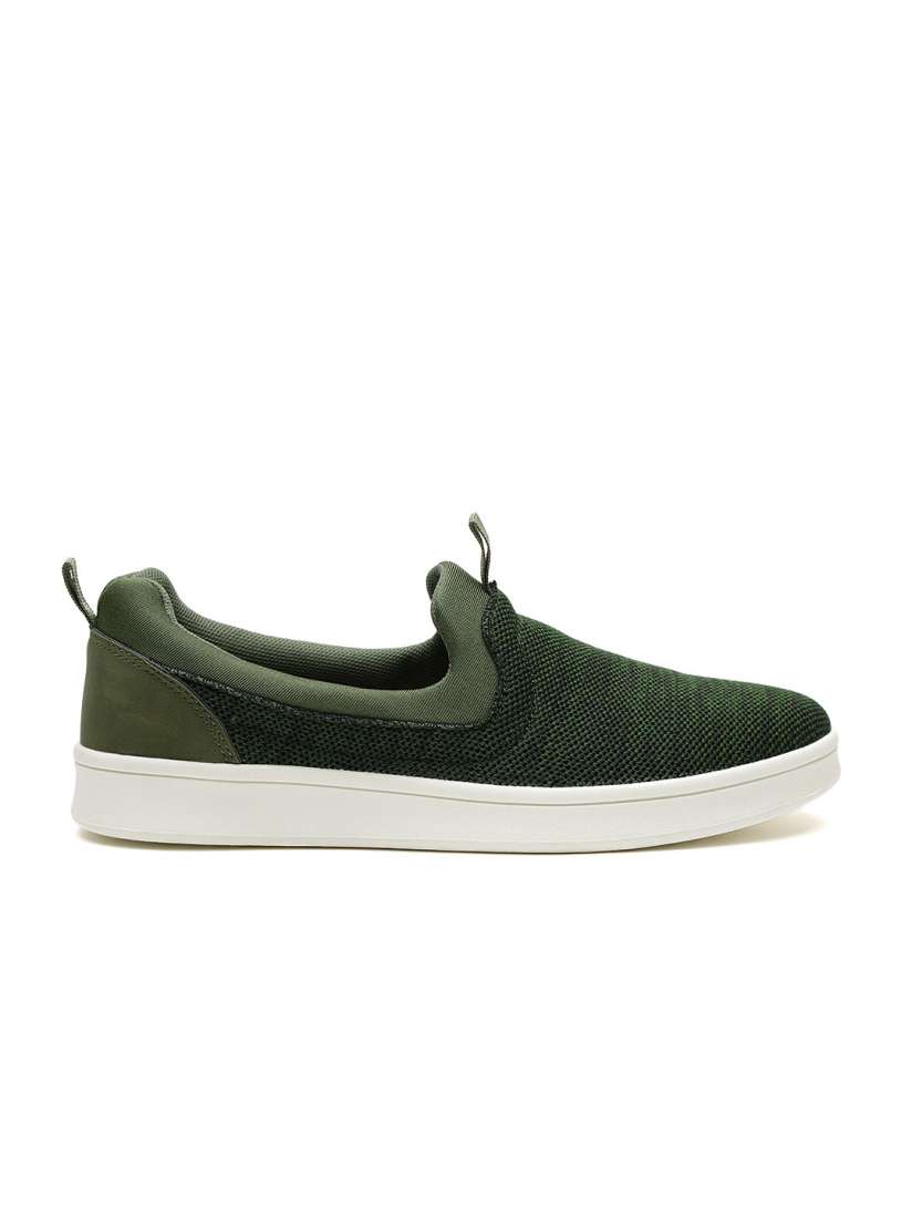 Buy ether Men Olive Green Slip On Sneakers Casual Shoes for Men 2446501 Myntra