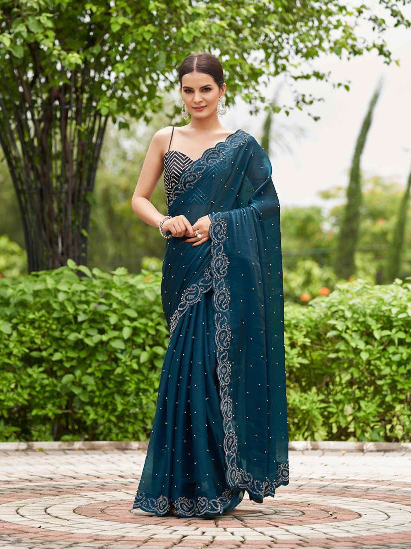 Organza saree myntra clearance