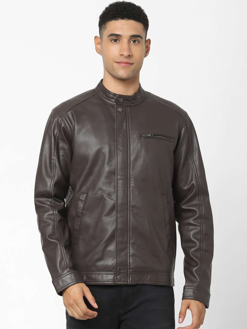 Buy Celio Stand Collar Biker Jacket Jackets for Men 24480186 Myntra