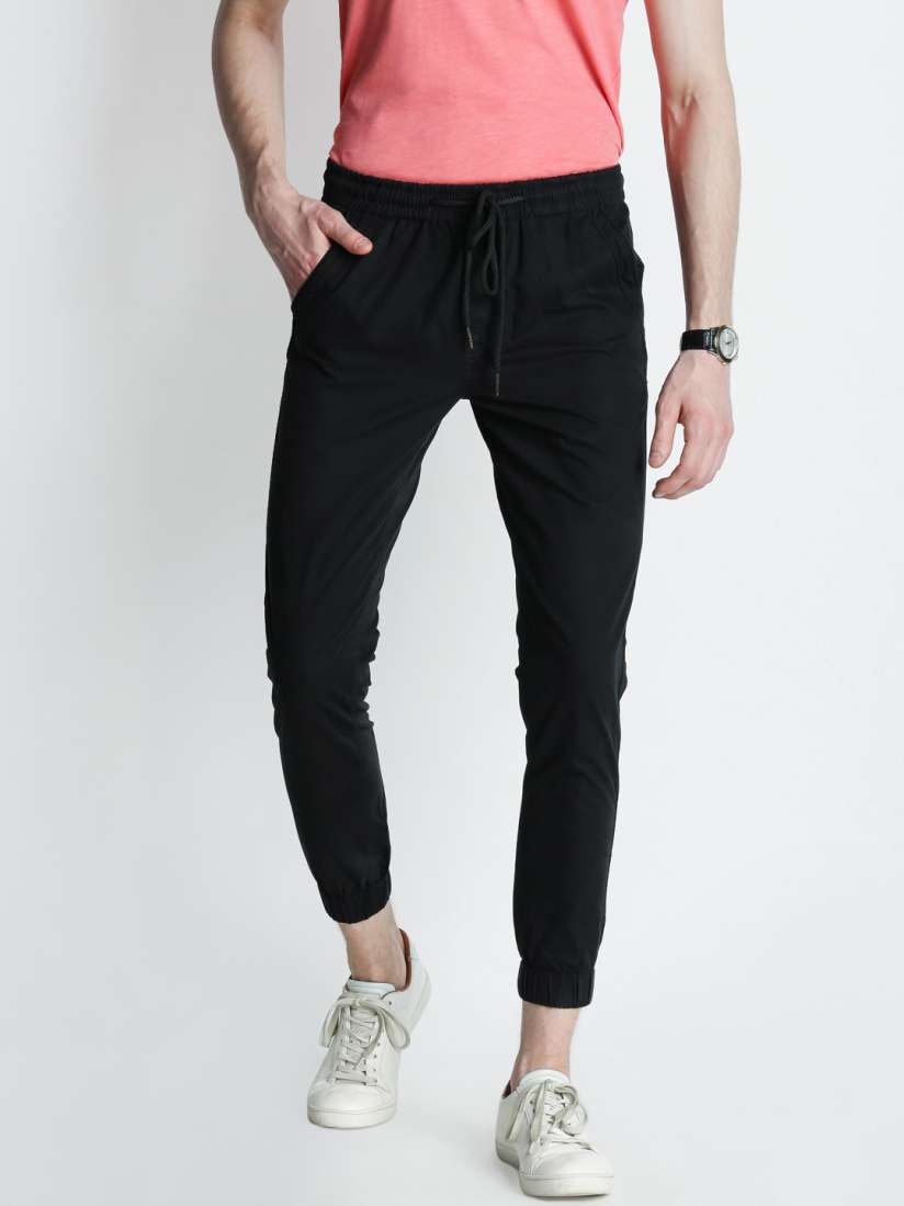 Buy Urban Ranger by pantaloons Men Black Urban Slim Fit Solid Joggers Trousers for Men 2448268 Myntra
