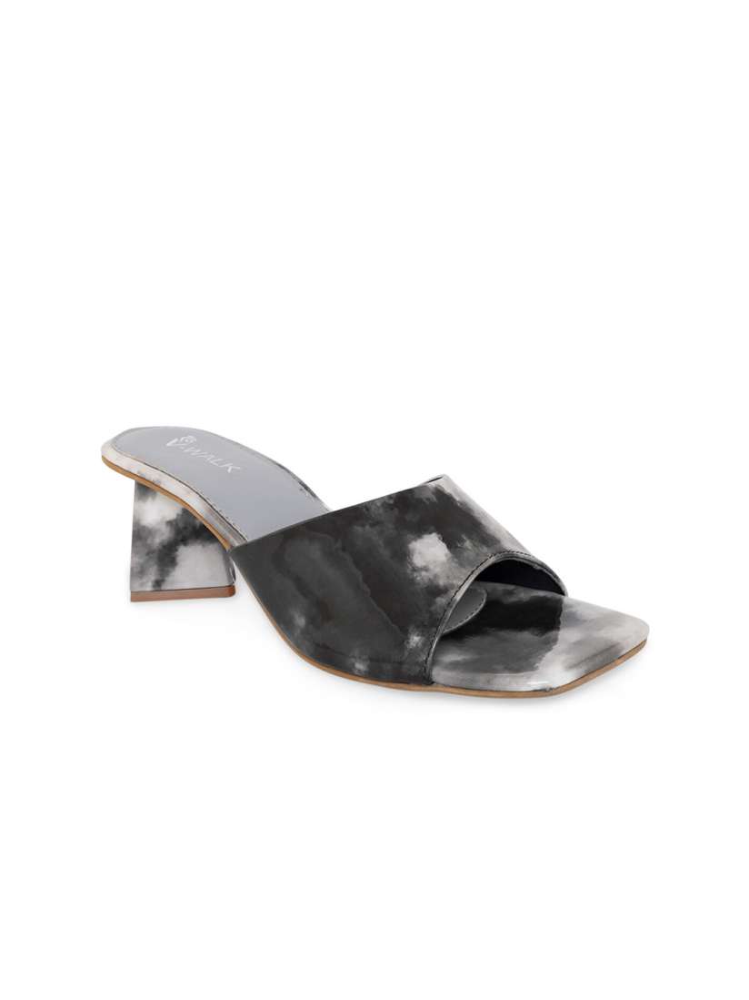Buy V WALK Black Printed Block Sandals Heels for Women 24487428 Myntra