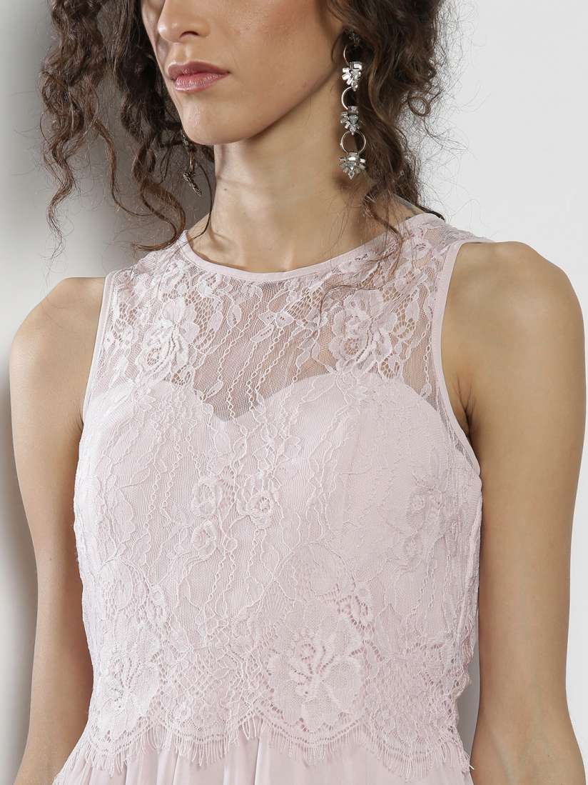 Buy DOROTHY PERKINS Women Dusty Pink Lace Detail Maxi Dress Dresses for Women 2449128 Myntra