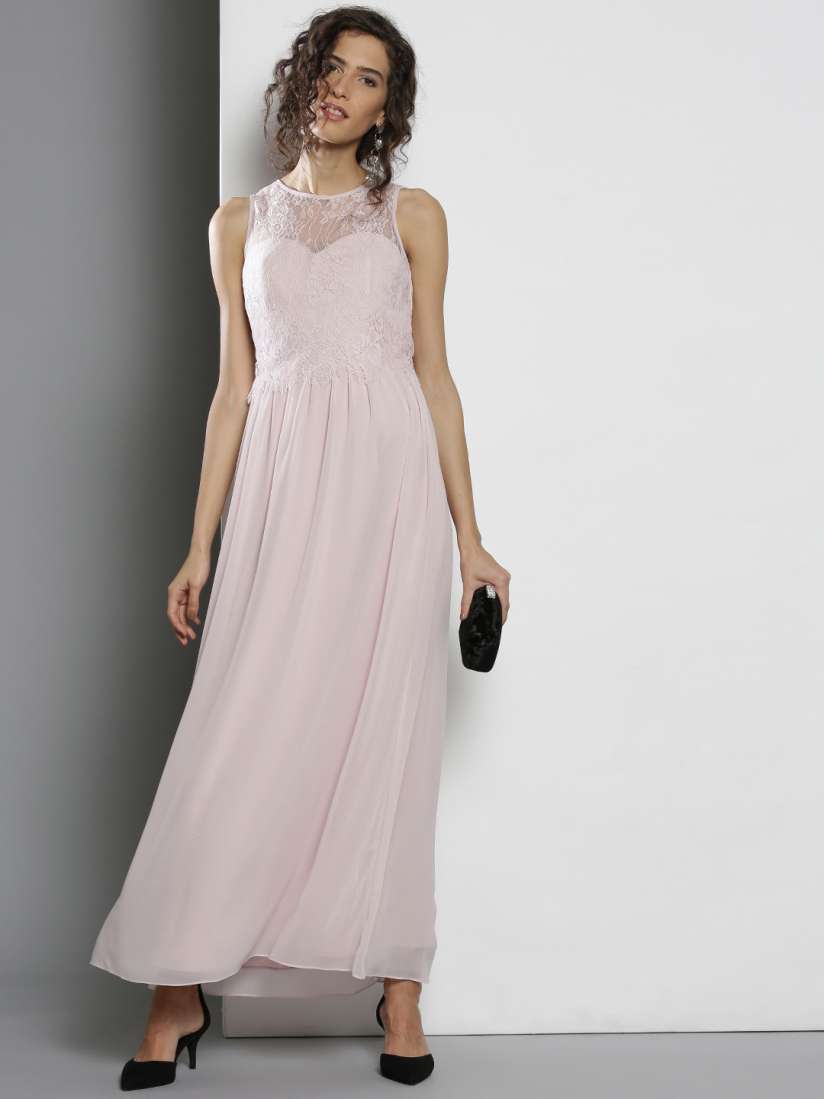 Buy DOROTHY PERKINS Women Dusty Pink Lace Detail Maxi Dress Dresses for Women 2449128 Myntra