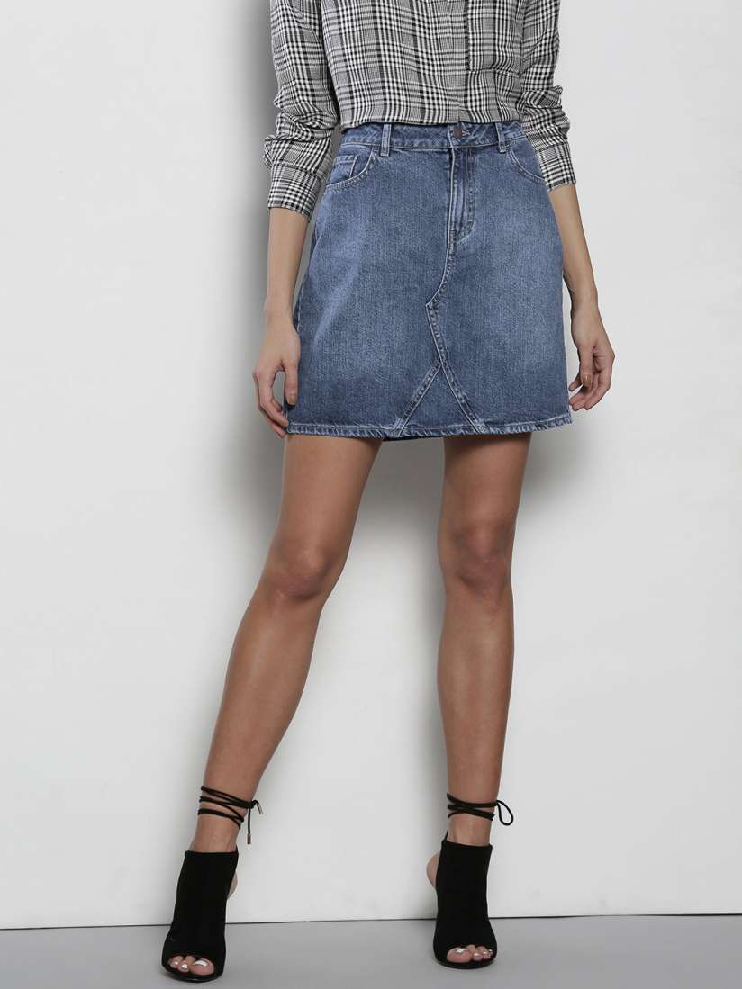 Buy DOROTHY PERKINS Blue Denim Mini A Line Skirt Skirts for Women 2449181 Myntra