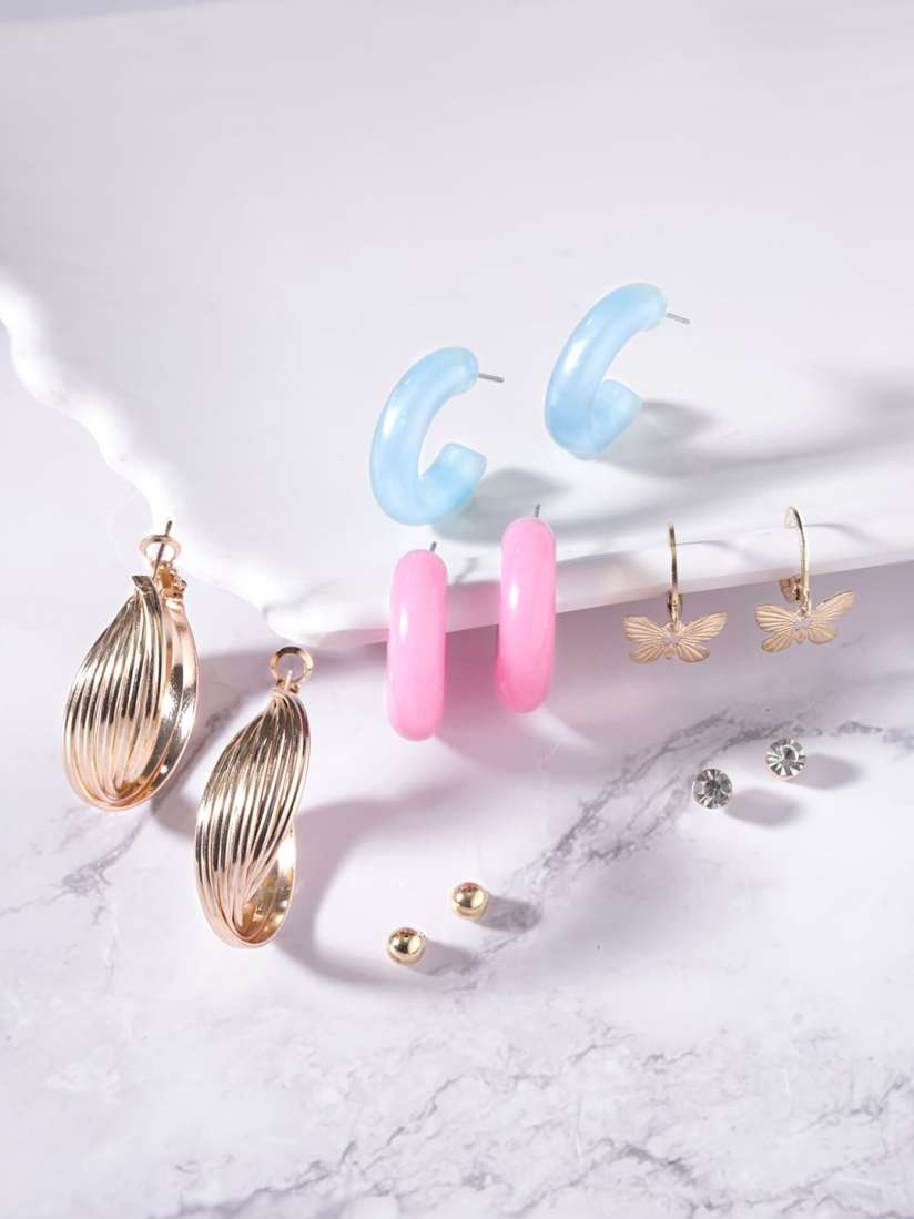 Buy TOKYO TALKIES X rubans FASHION ACCESSORIES Set Of 6 Hoop Stud Earrings Earrings for Women 24495474 Myntra