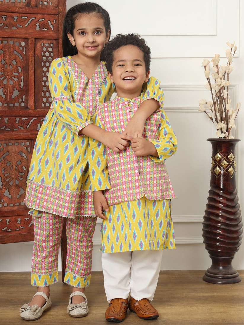Buy Readiprint Fashions Girls Ethnic Motifs Printed Gotta Patti Cotton Kurti With Pyjamas Kurta Sets for Girls 24496482 Myntra