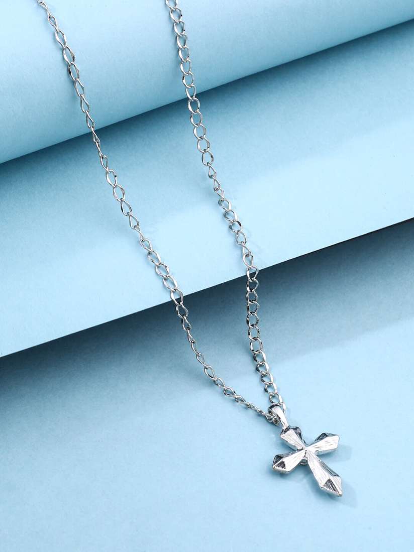 Jesus cross chain silver shop
