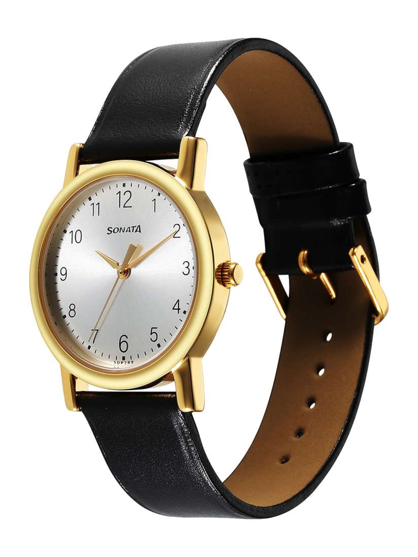 Sonata watch leather discount