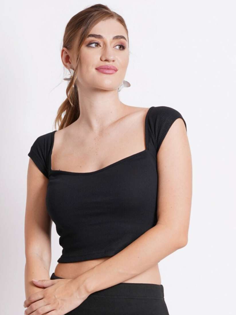 Buy SIGHTBOMB Square Neck Cotton Crop Top Tops for Women 24500208 Myntra