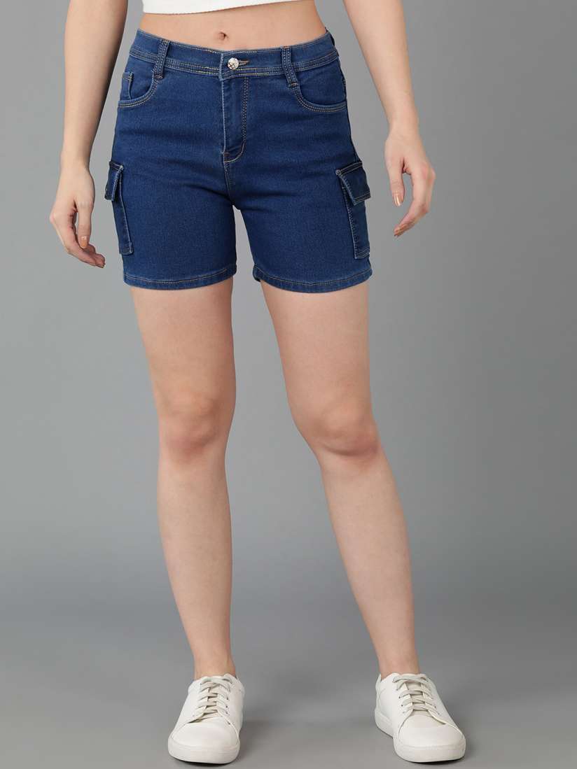 Buy A Okay Women Slim Fit Cycling Denim Shorts Shorts for Women 24501040 Myntra