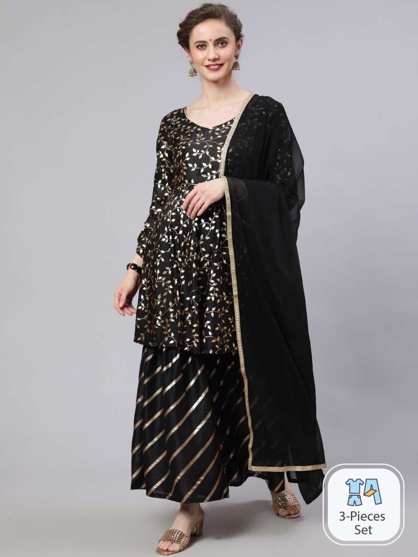Buy AKS Floral Printed Regular Kurti With Sharara With Dupatta Kurta Sets for Women 24501342 Myntra
