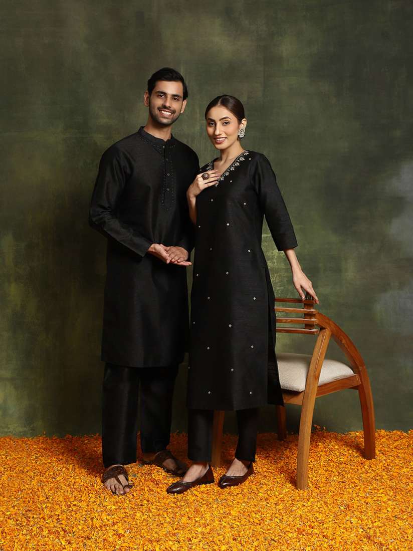 Buy AKS Ethnic Motifs Embroidered Mirror Work Straight Kurta with Trousers Kurta Sets for Women 24501362 Myntra