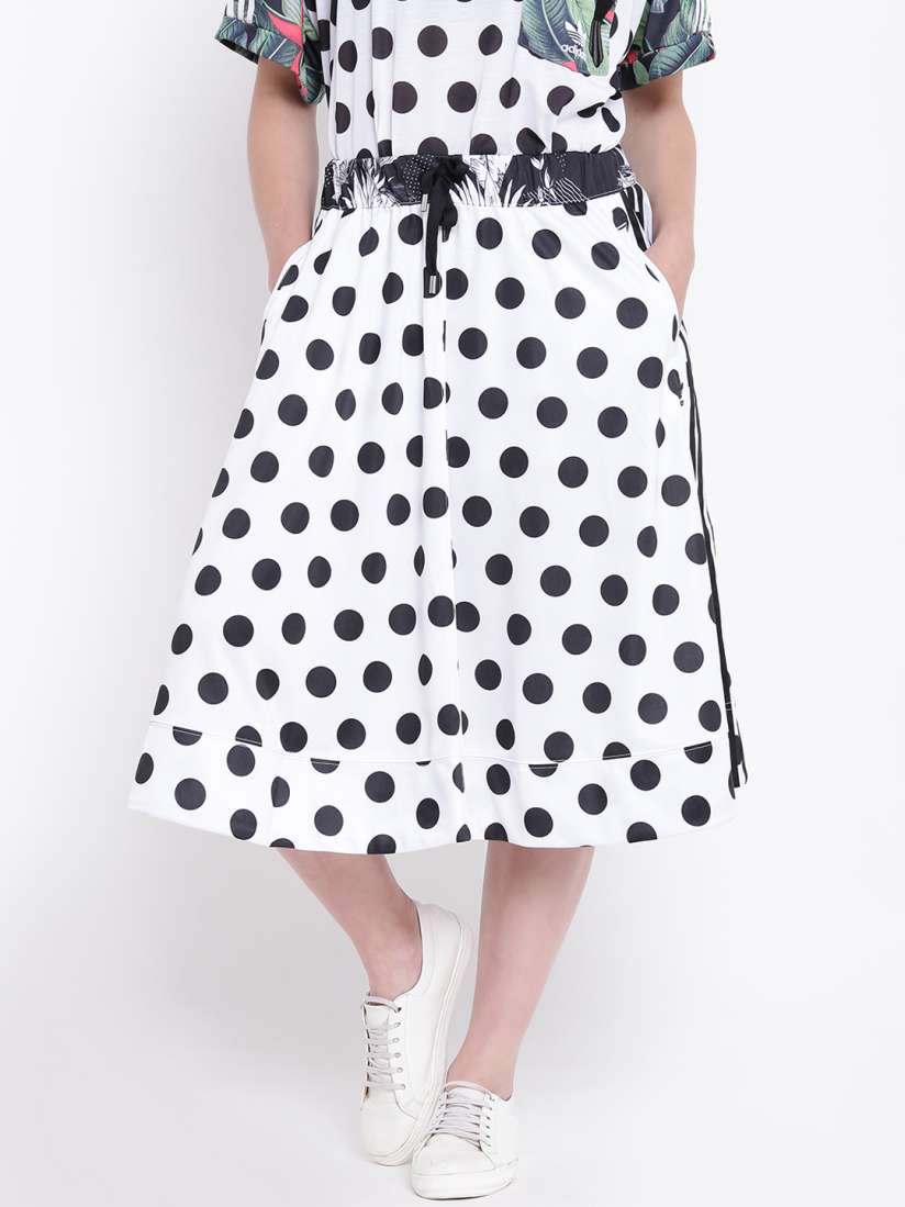 Buy Adidas Originals Women Black White Polka Dot Print Midi Flared Skirt Skirts for Women 2450282 Myntra