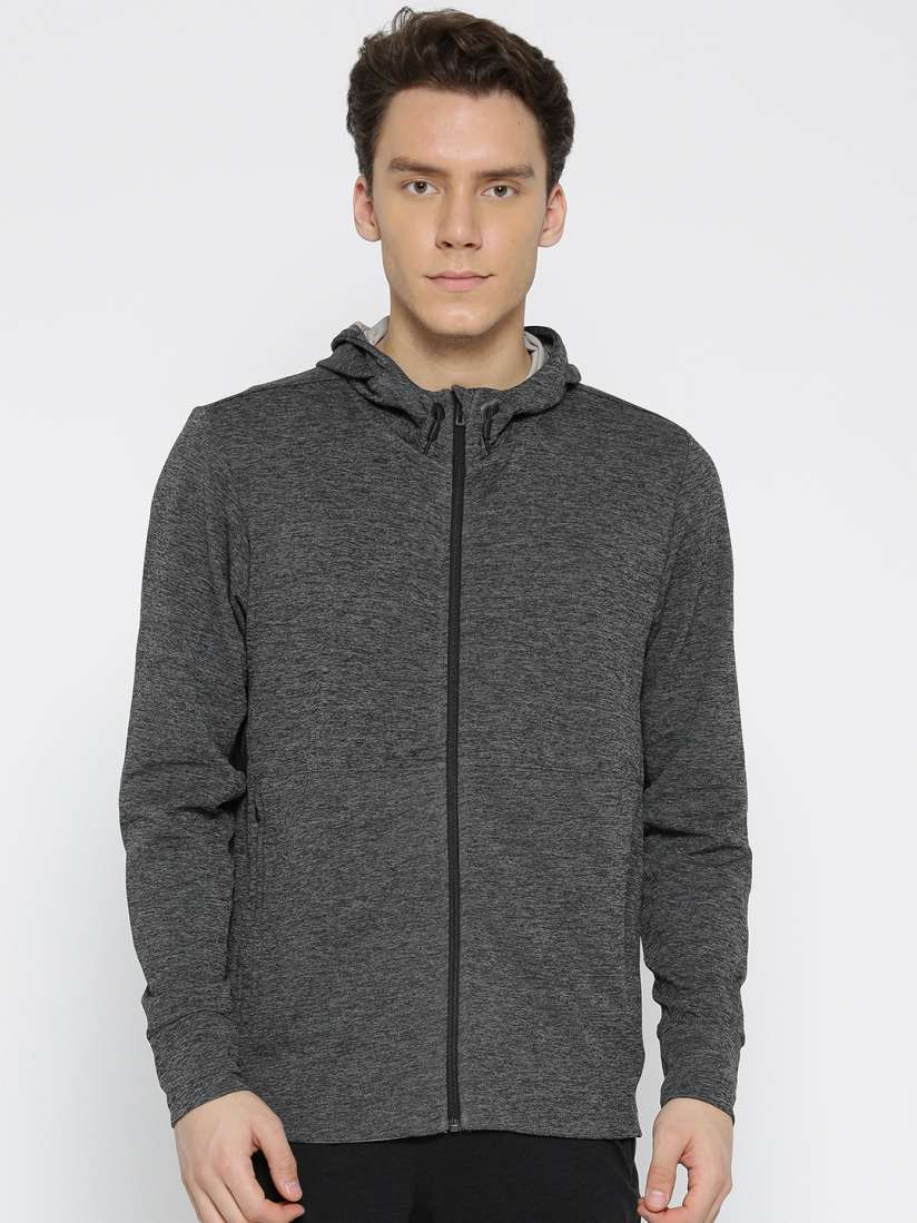 Buy Adidas Men Charcoal Grey WO FZ Climacool Solid Hooded Sweatshirt Sweatshirts for Men 2450296 Myntra