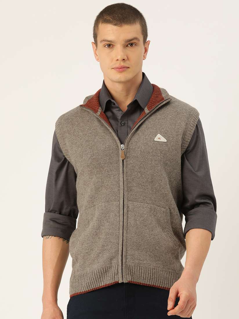 Buy Monte Carlo Mock Collar Sleeveless Cardigan Sweaters for Men