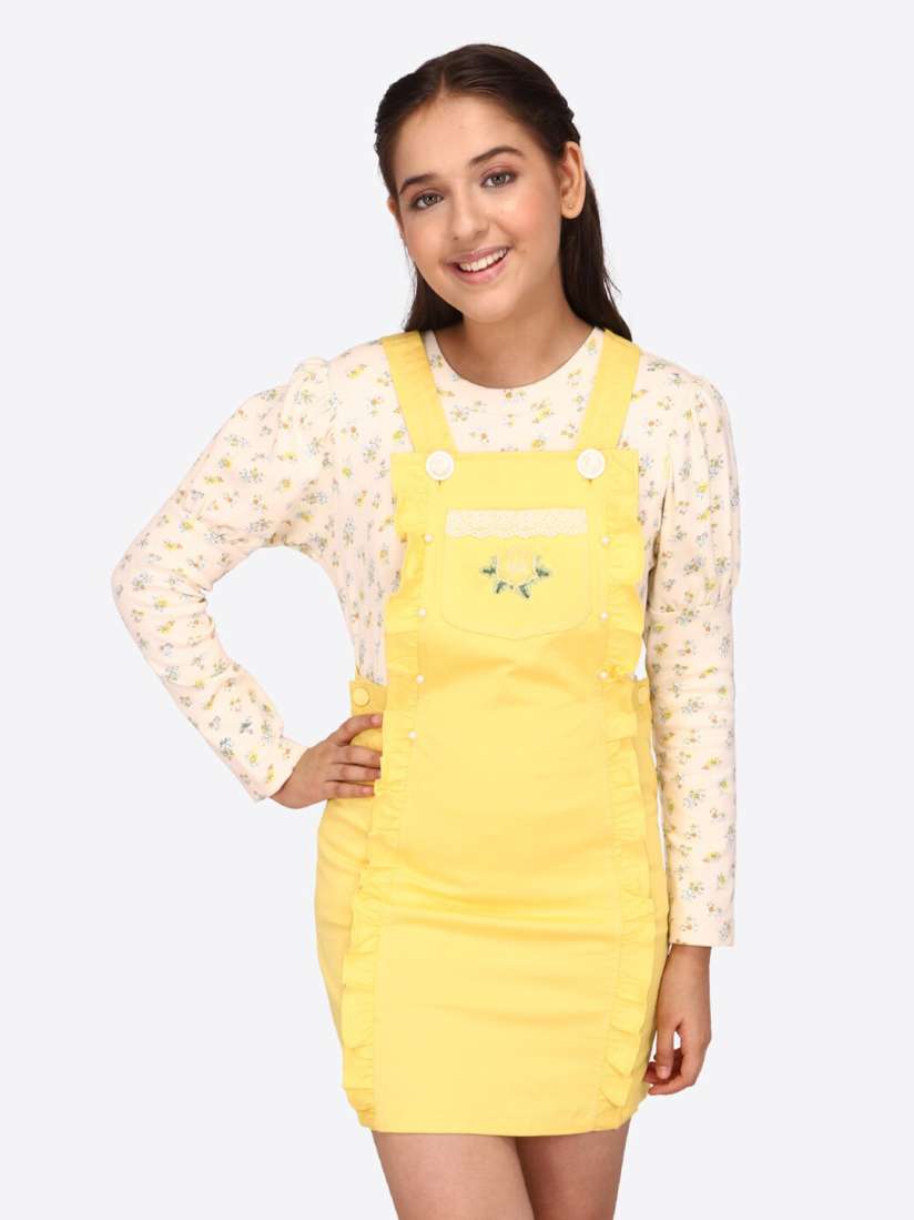 Denim pinafore girls best sale
