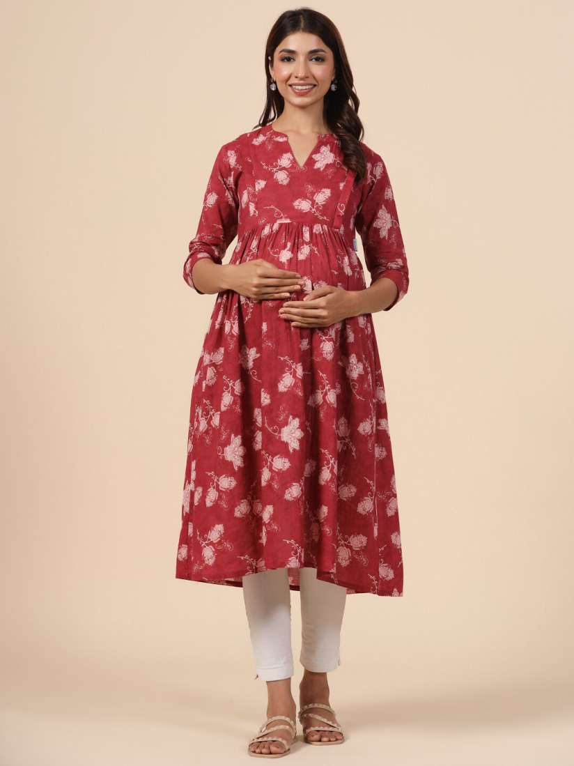 Buy CRAFIQA Floral Printed Anarkali Cotton Maternity Nursing Kurta Kurtas for Women 24520138 Myntra