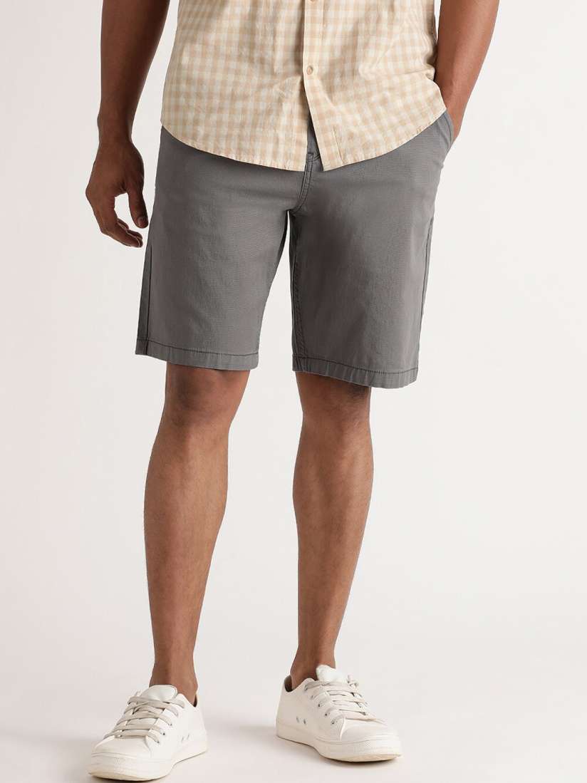 Buy Old Grey Men Mid Rise Slim Fit Cotton Stretchable Shorts Shorts for Men 24527056 Myntra