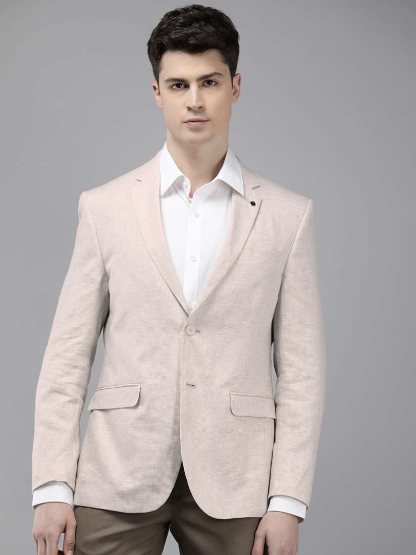 Buy Van Heusen Pure Linen Slim Fit Self Design Single Breasted Formal Blazer Blazers for Men 24530180 Myntra