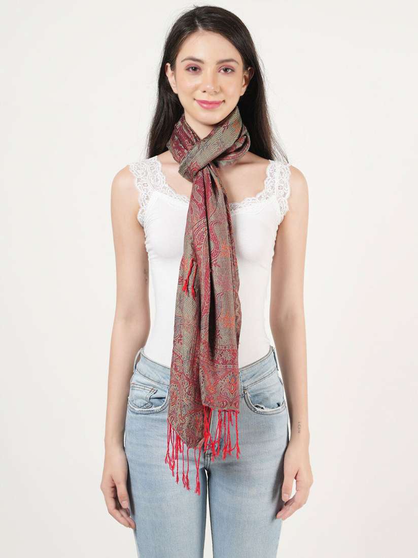 Buy MUFFLY Paisley Woven Design Shawl Shawl for Women 24530440 Myntra
