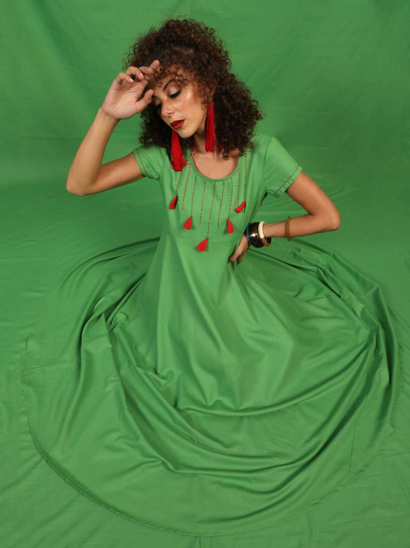 Aks women's maxi green dress cheap