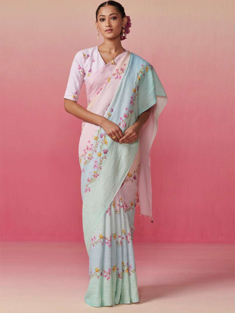 Myntra linen sarees cheap