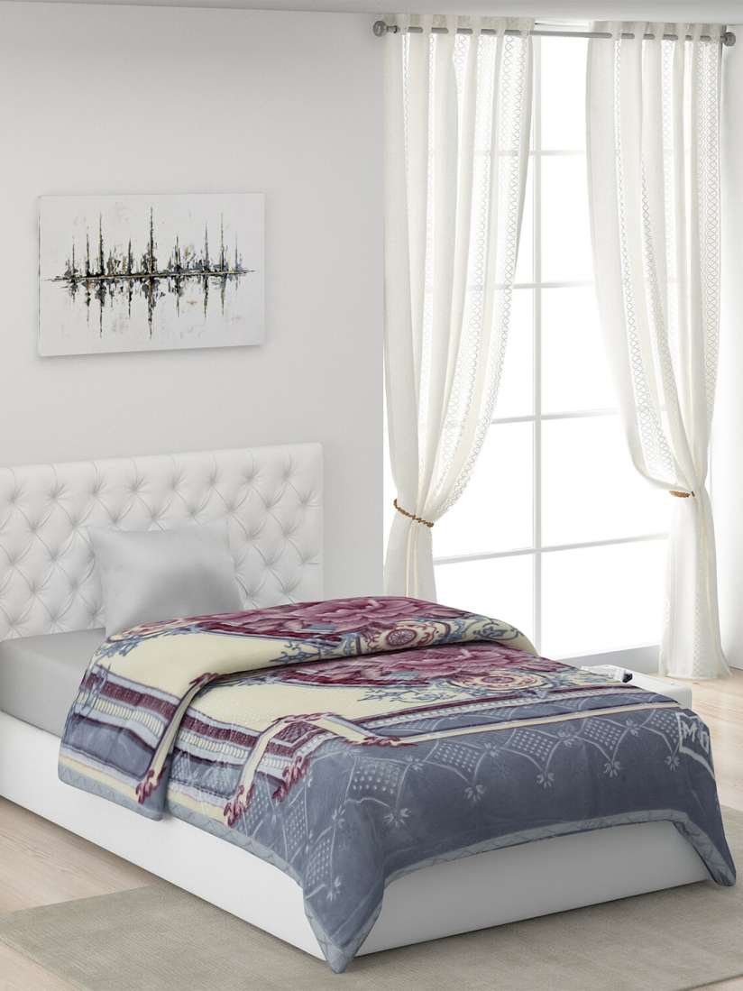Buy Monte Carlo Grey Pink Floral 4000 GSM Heavy Winter Single Bed Blanket Blankets Quilts and Dohars for Unisex 24542326 Myntra