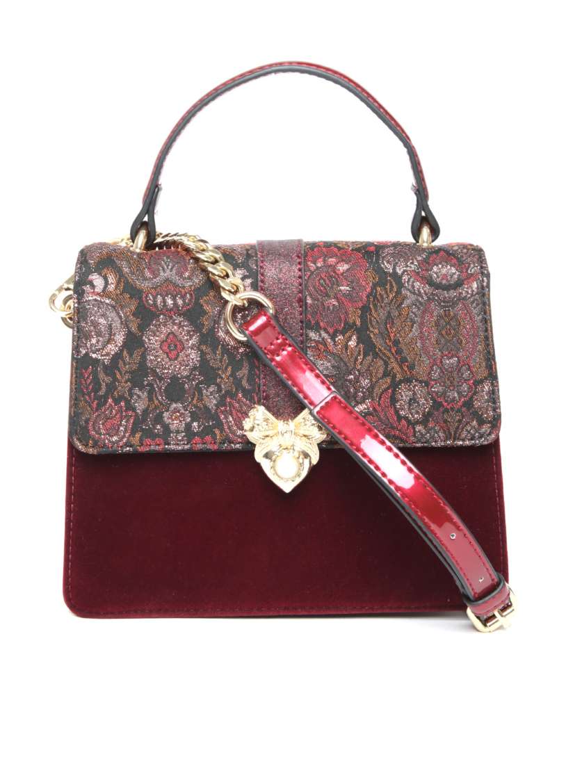 Buy ALDO Maroon Self Design Satchel with Sling Strap Handbags for Women 2454275 Myntra