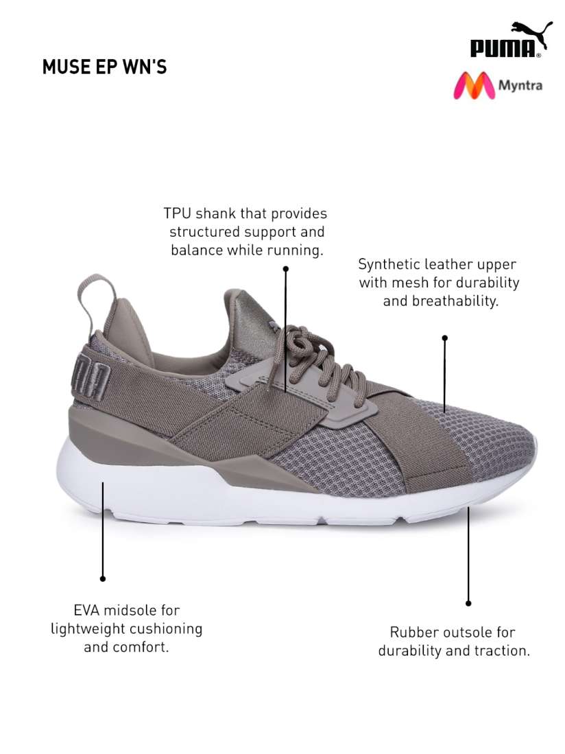 Buy Puma Women Grey Muse EP Sneakers Casual Shoes for Women 2454676 Myntra