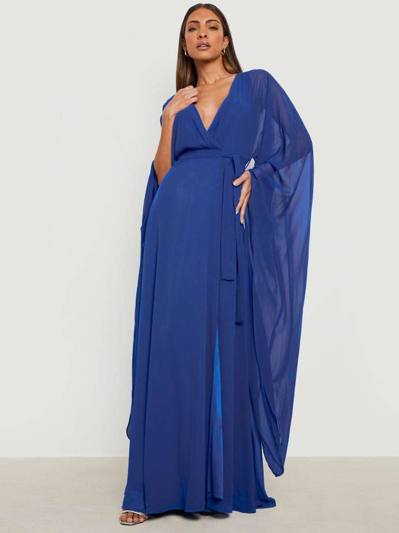 Chiffon cape detail maxi dress best sale