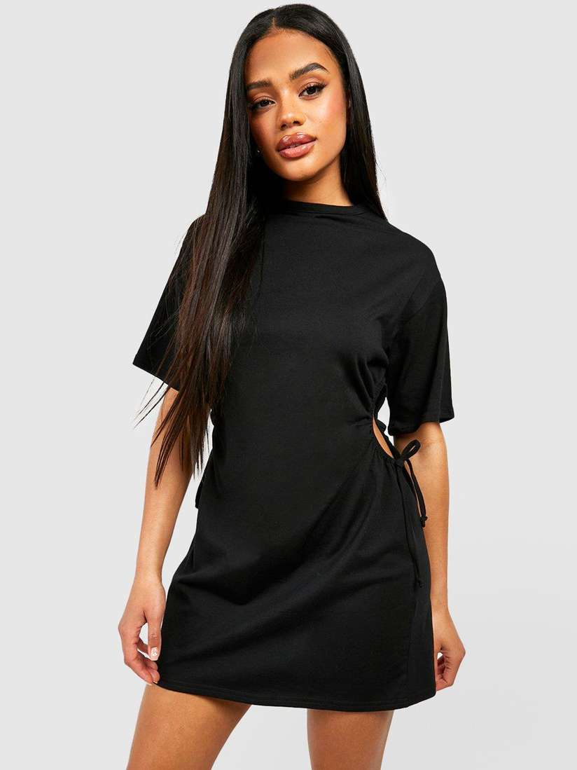 Black Dress With Tee Under Dress 1940s Shirt-waister Dress Black