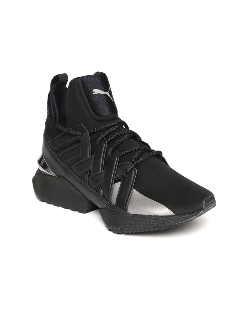 Buy Puma Women Black Muse Echo Solid Textile Mid Top Sneakers Casual Shoes for Women 2454758 Myntra