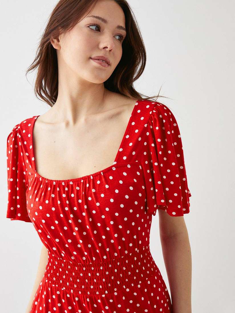 Buy DOROTHY PERKINS Polka Dot Print Smocked A Line Maxi Dress Dresses for Women 24547682 Myntra