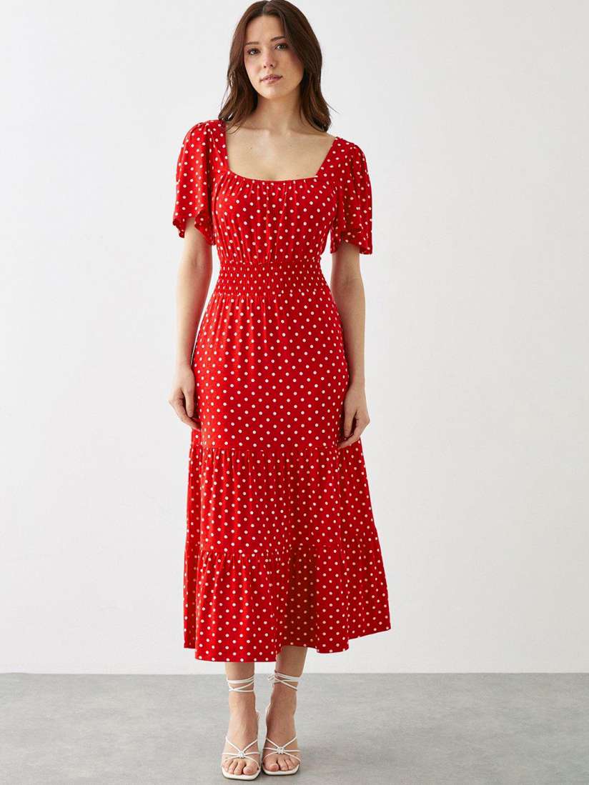 Dorothy perkins red polka dot dress clearance