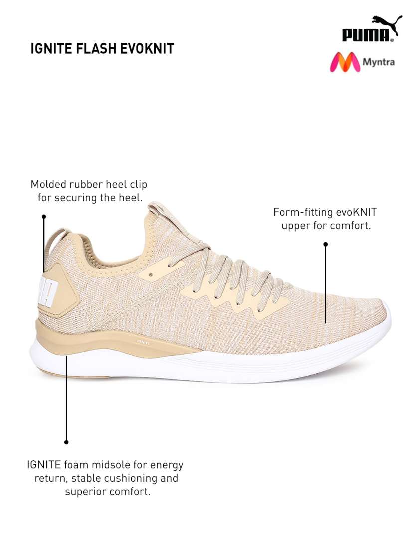 Buy Puma Men Beige IGNITE Flash evoKNIT Running Shoes Sports Shoes for Men 2454852 Myntra