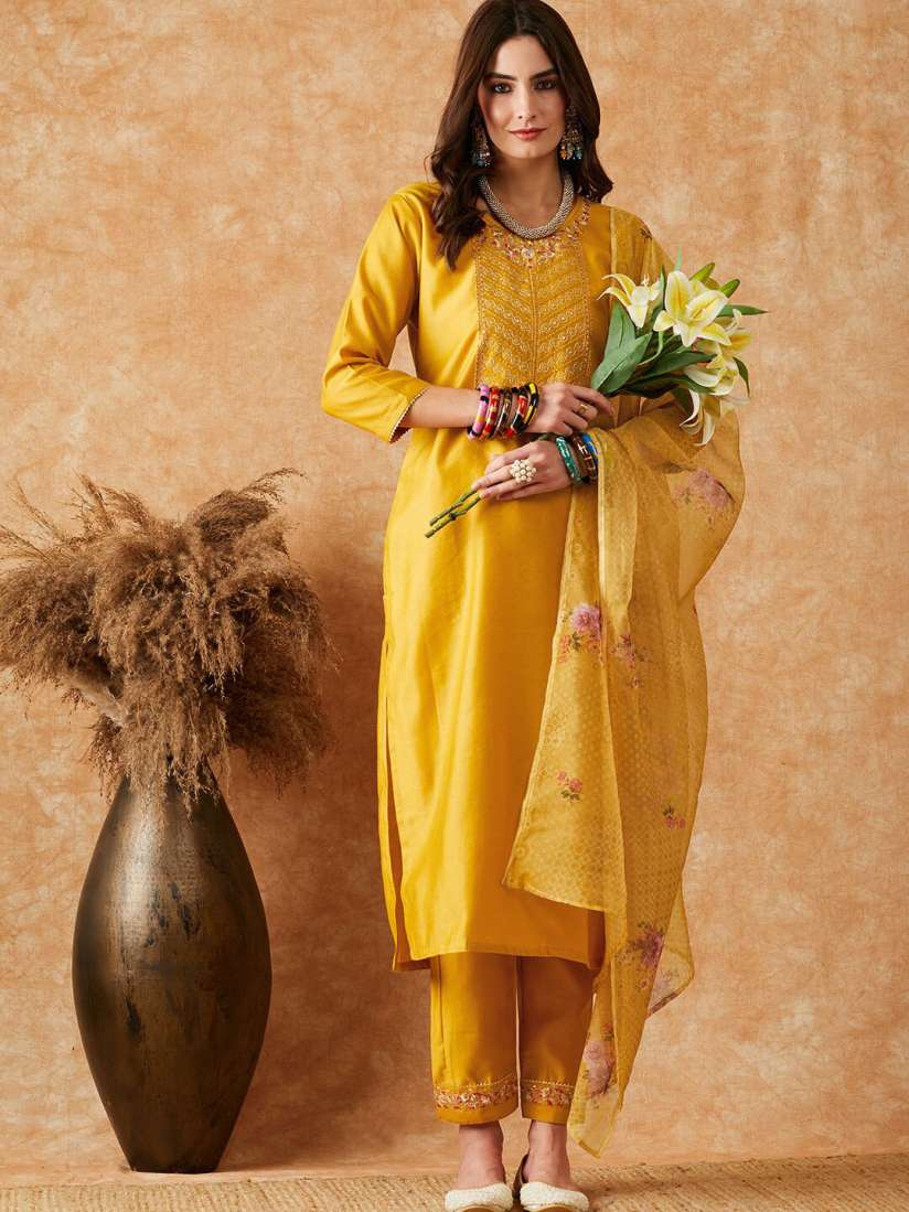 Sangria yellow kurta deals