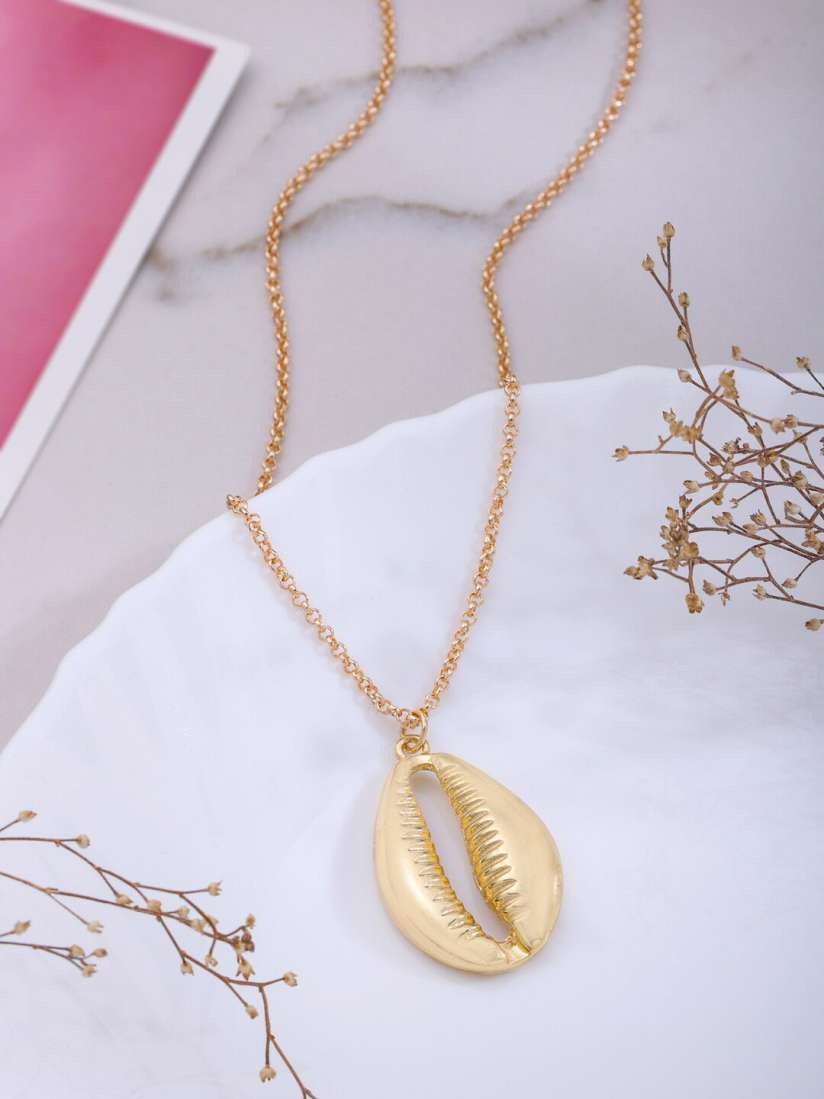 Buy VIRAASI Gold Plated Sea Shell Pendant Chain Necklace Pendant for Women 24551948 Myntra
